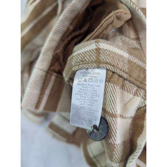 Everlane Jacket Women Large Brown The Oversized Striped Shirt Shacket Flannel - Picture 9 of 11